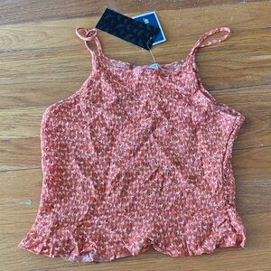 ⭐️NWT⭐️ Paper Crane Textured Orange Floral Smocked Cami Tank